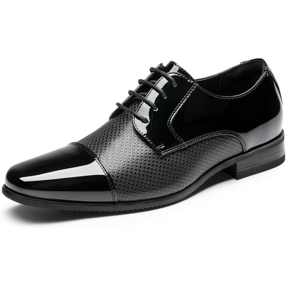 Bruno Marc Men's Black Tuxedo Shoe Slip on Classic Patent Velvet Leather Loafers